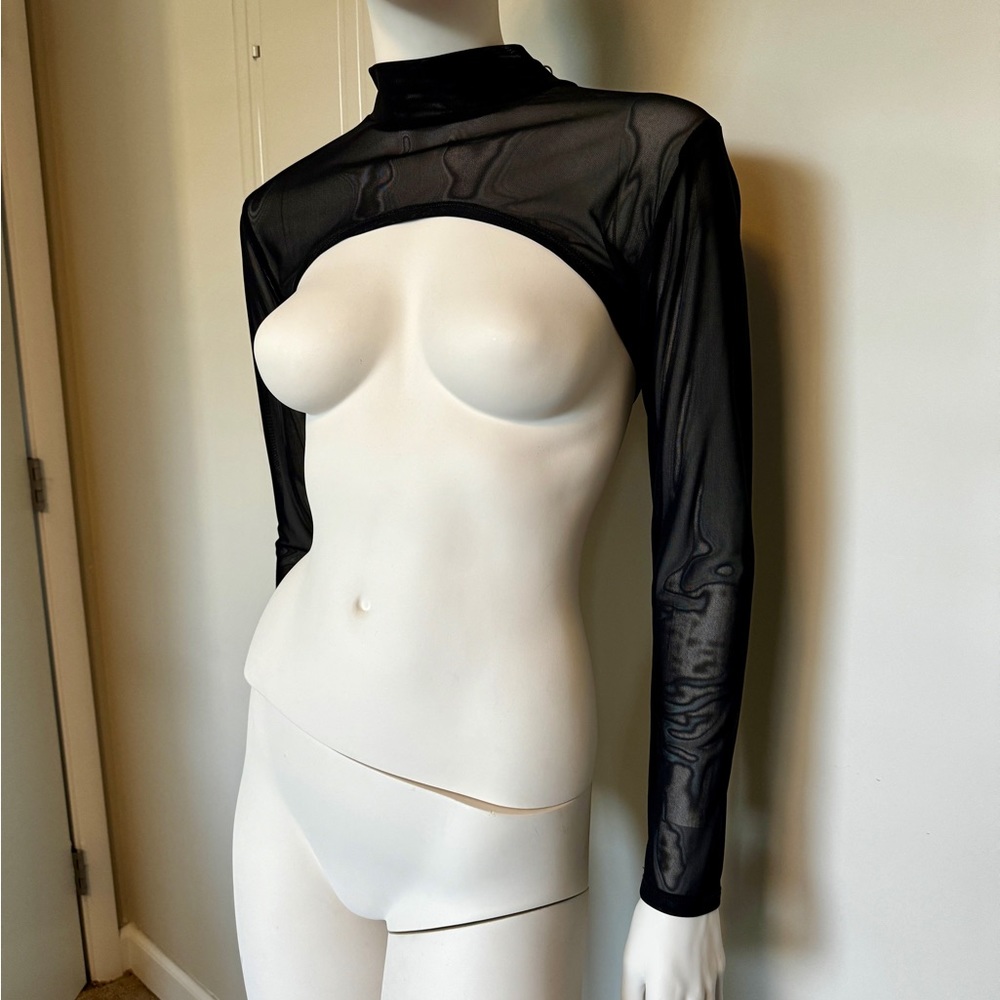 Dolls kill Club EXX black sheer mock neck shrug